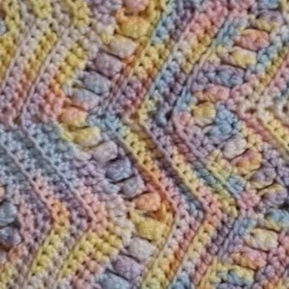 Handmade Crochet Blanket Unisex Baby Crib Lap Cottage Core 42"x42" - Picture 3 of 4